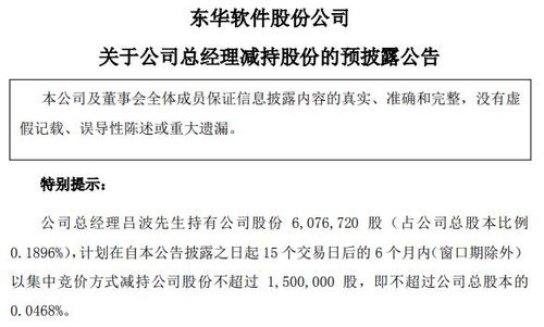 东华软件总经理吕波拟减持不超过150万股，信息系统集成服务行业前景引关注